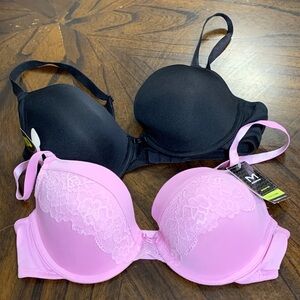 Maidenform Basically Sexy Push-Up Bra 36C Pink & Black NWT